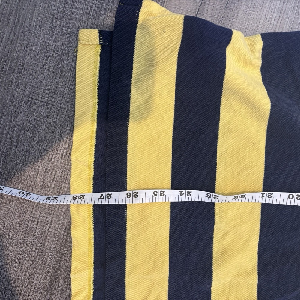 VTG 90s COLOR BLOCK Polo Ralph Lauren Rugby Shirt Mens L Blue Yellow Striped - Picture 7 of 8